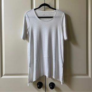 NWOT J Jill White Pima Dipped Hem Slub Knit Tunic Top Scoop Neck Size Small